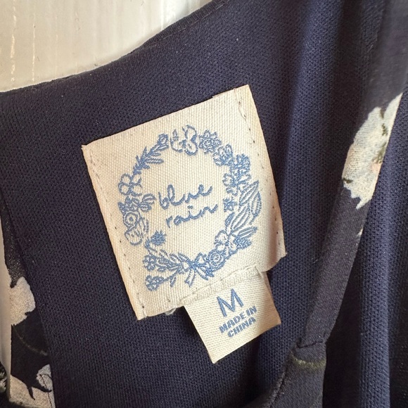 Women’s Navy Floral Fit & Flare Spring & Summer Party Dress Size Medium - Picture 3 of 11